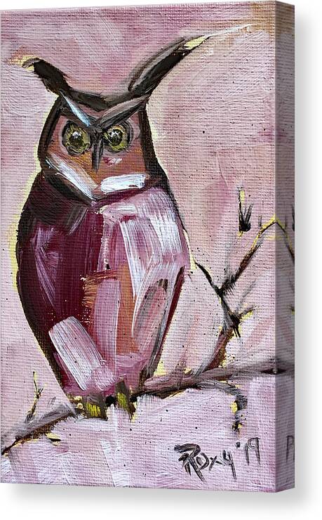 Owl Canvas Print featuring the painting Barn Owl by Roxy Rich