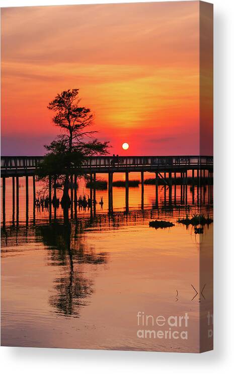 Beach Sunset Outer Banks Canvas Print featuring the digital art Beach Sunset Outer Banks Eight by Randy Steele