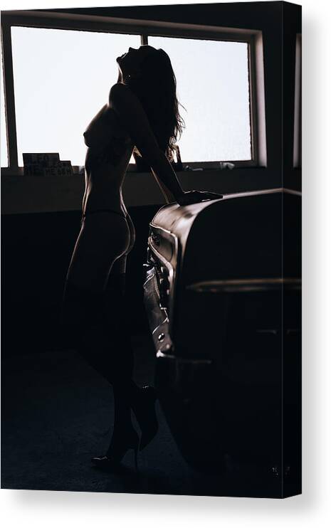 Nude Canvas Print featuring the photograph Beauty And Chevy by Markus Grimm