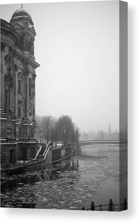 Berlin Canvas Print featuring the photograph Berlin Cathedral In Cold Winter by Dominik Eckelt