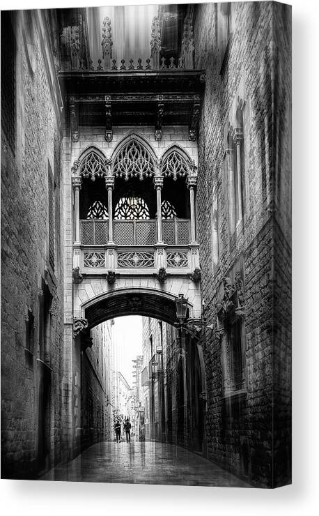 Architecture Canvas Print featuring the photograph Bishops Bridge (barcelona Series) by Carlos Punyet Miro