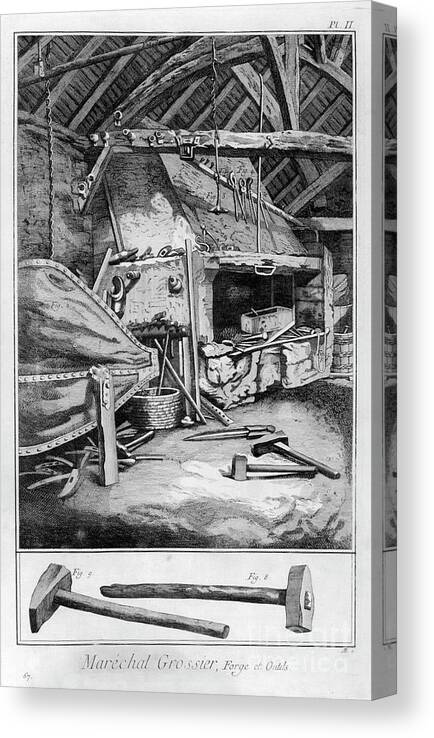 Bellows Canvas Print featuring the drawing Blacksmith, 1751-1777 by Print Collector