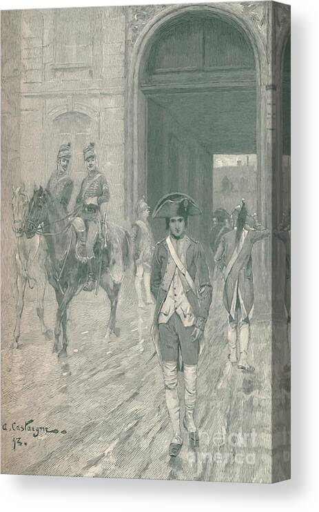 Engraving Canvas Print featuring the drawing Bonaparte At The Military School by Print Collector