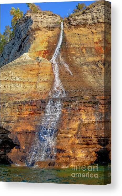 Waterfalls Canvas Print featuring the photograph Bridalveil Falls Pictured Rocks Michigan -6748 by Norris Seward