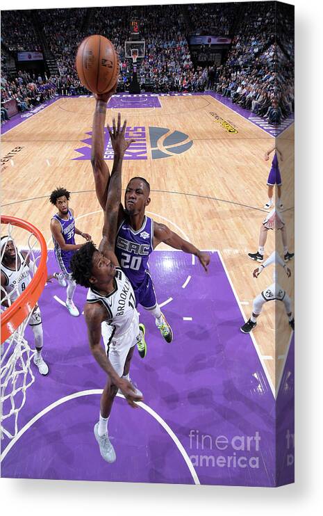 Harry Giles Iii Canvas Print featuring the photograph Brooklyn Nets V Sacramento Kings by Rocky Widner