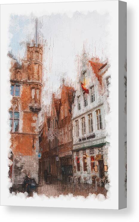 Belgium Canvas Print featuring the painting Bruges, Belgium - 03 by AM FineArtPrints