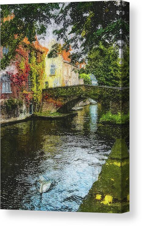 Belgium Canvas Print featuring the painting Bruges, Belgium - 07 by AM FineArtPrints
