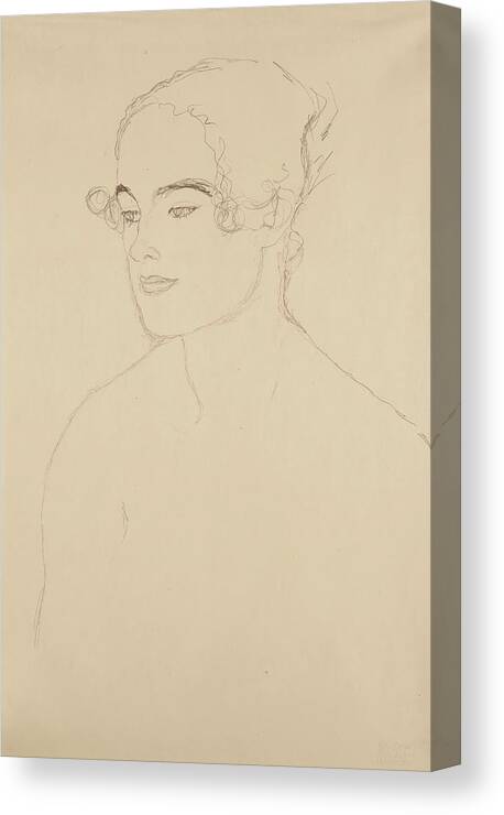 Drawings Canvas Print featuring the drawing Brustbild Nach Links by Gustav Klimt
