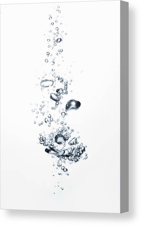 White Background Canvas Print featuring the photograph Bubbles Rising Through Water by Hiroshi Watanabe