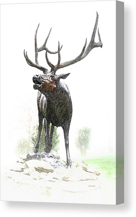 Elk Canvas Print featuring the mixed media Bull Elk by Christina Rollo