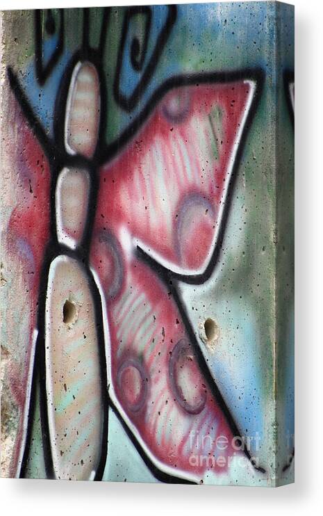Berlin Canvas Print featuring the photograph Butterfly Graffiti on a Piece of the Berlin Wall by Colleen Cornelius
