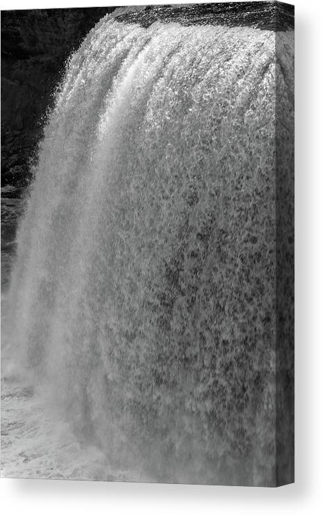 Waterfall Canvas Print featuring the photograph BW Raging Waterfall III by Mary Anne Delgado