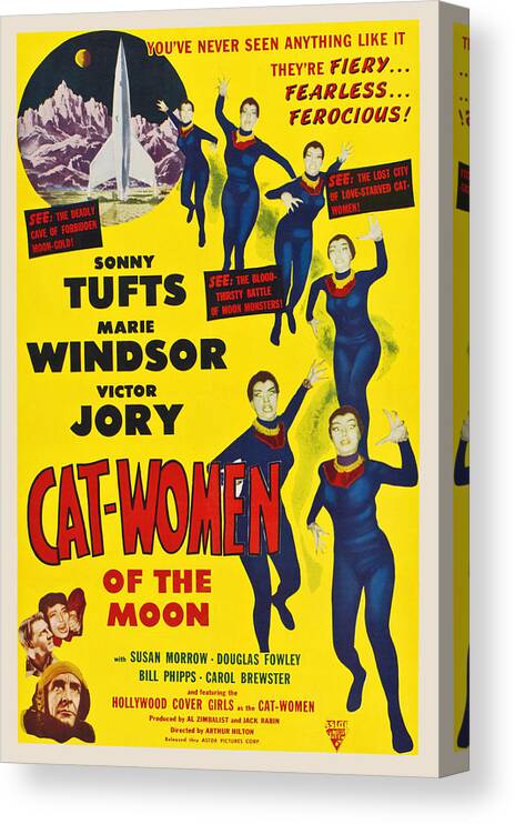 Cat Canvas Print featuring the painting Cat-Women of the Moon by Unknown