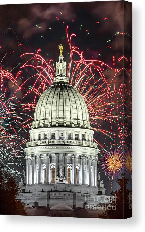 Wisconsin Capitol Canvas Print featuring the photograph Celebrate Independence by Amfmgirl Photography