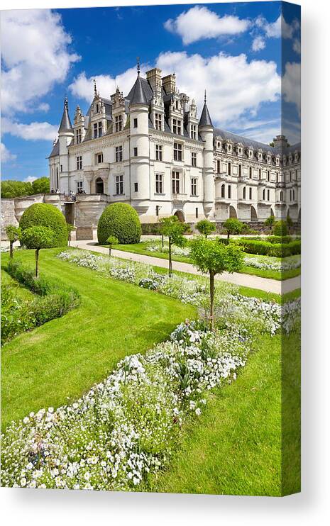 Landscape Canvas Print featuring the photograph Chenonceau Castle, Chenonceaux, Loire by Jan Wlodarczyk