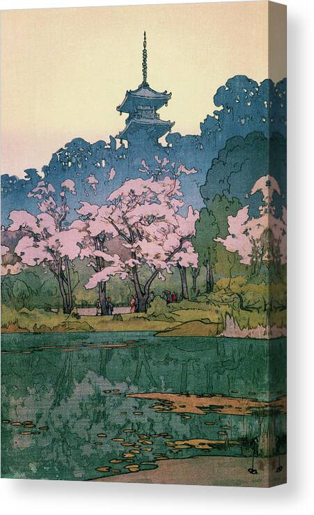Yoshida Canvas Print featuring the painting Cherry Blossoms 8Scenes, Sankeien Garden - Digital Remastered Edition by Yoshida Hiroshi
