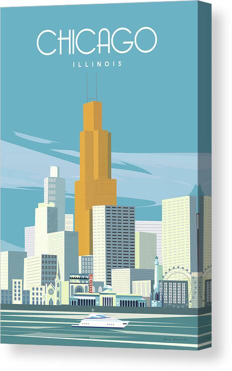 Architecture Canvas Print featuring the mixed media Chicago From Lake Michigan by Omar Escalante