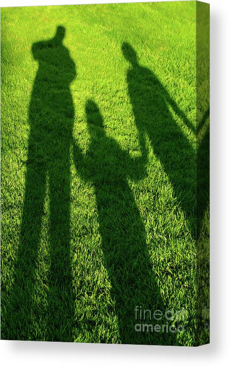 Shadow Canvas Print featuring the photograph Childhood Memories - Shadow Family by Skla