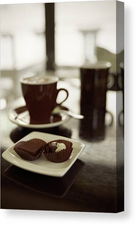 Temptation Canvas Print featuring the photograph Chocolate And Coffee by Photo By Dylan Goldby At Welkinlight Photography