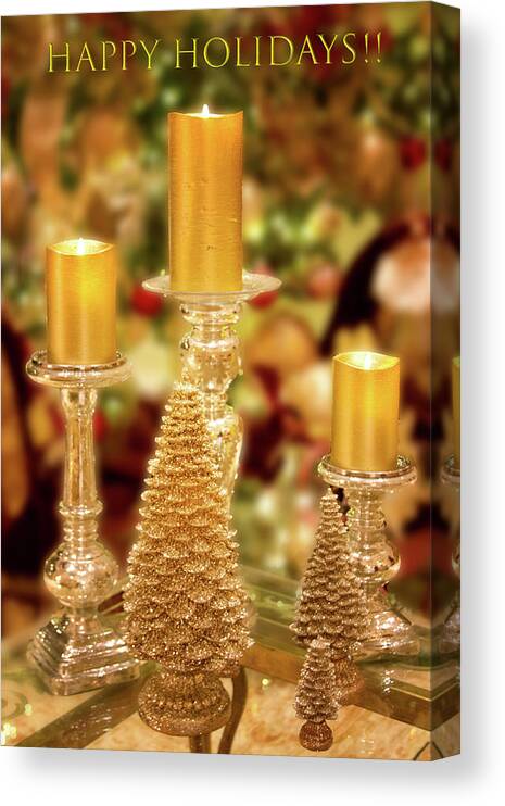 Christmas Canvas Print featuring the photograph Christmas Candles Greeting by Mark Andrew Thomas