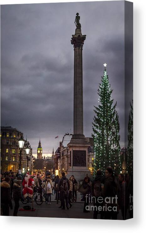 Father Christmas Canvas Print featuring the photograph Christmas in Trafalgar Square, London by Perry Rodriguez