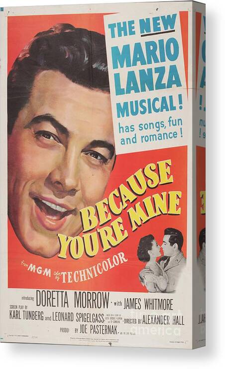 Mario Canvas Print featuring the painting Classic Movie Poster - Because Youre Mine by Esoterica Art Agency