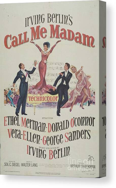 Ethel Canvas Print featuring the painting Classic Movie Poster - Call me Madam by Esoterica Art Agency