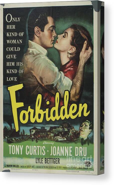Forbidden Canvas Print featuring the painting Classic Movie Poster - Forbidden by Esoterica Art Agency