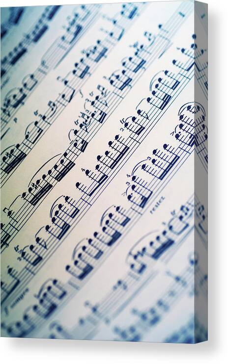 Sheet Music Canvas Print featuring the photograph Close-up Of Sheet Music by Medioimages/photodisc