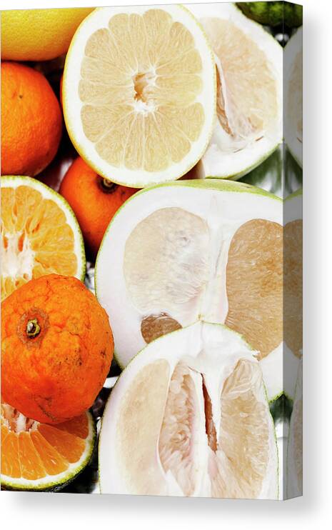 Copenhagen Canvas Print featuring the photograph Close Up Sliced Citrus Fruits by Line Klein