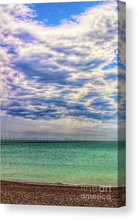 Britain Canvas Print featuring the photograph Clouds over Worthing Beach by Roslyn Wilkins