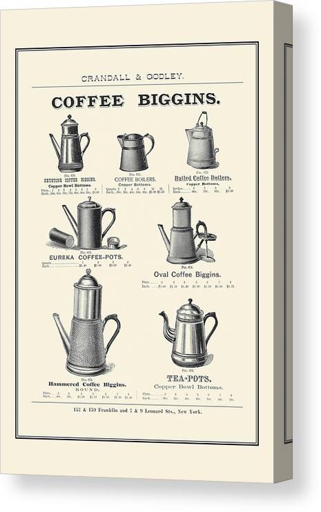 Coffee Canvas Print featuring the painting Coffee Biggins by Unknown