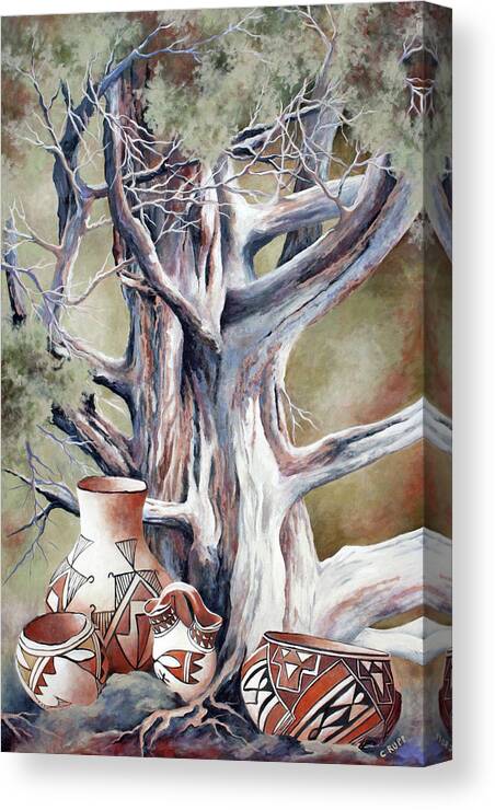 Collecting Pottery Canvas Print featuring the painting Collecting Pottery by Carol J Rupp