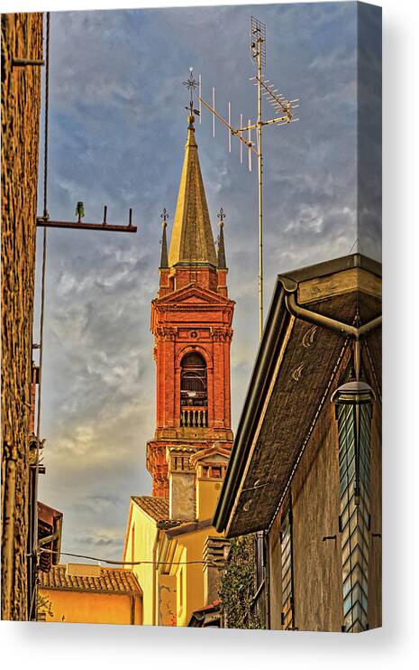 Cross Canvas Print featuring the photograph Colorful Buildings by Vivida Photo PC