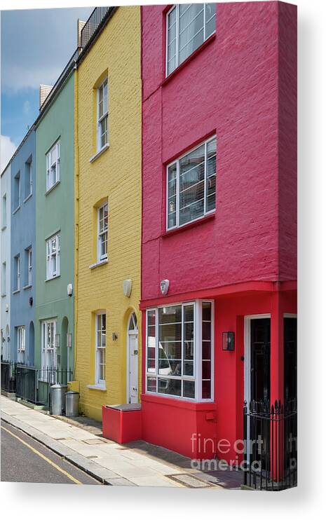 Godfrey Street Canvas Print featuring the photograph Colourful Houses Godfrey Street Chelsea by Tim Gainey