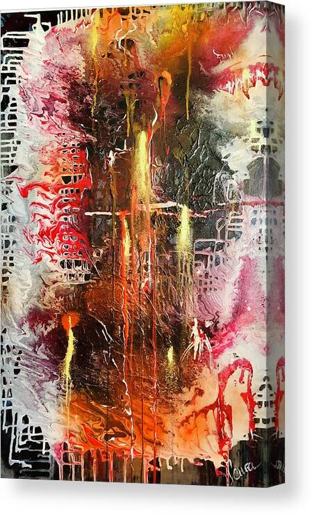 Abstract Canvas Print featuring the painting Conflagration by Laura Jaffe