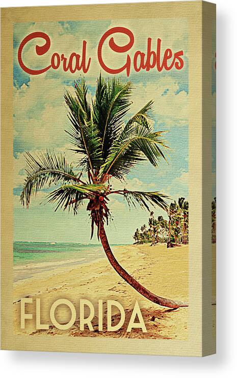 Coral Gables Canvas Print featuring the digital art Coral Gables Florida Palm Tree by Flo Karp