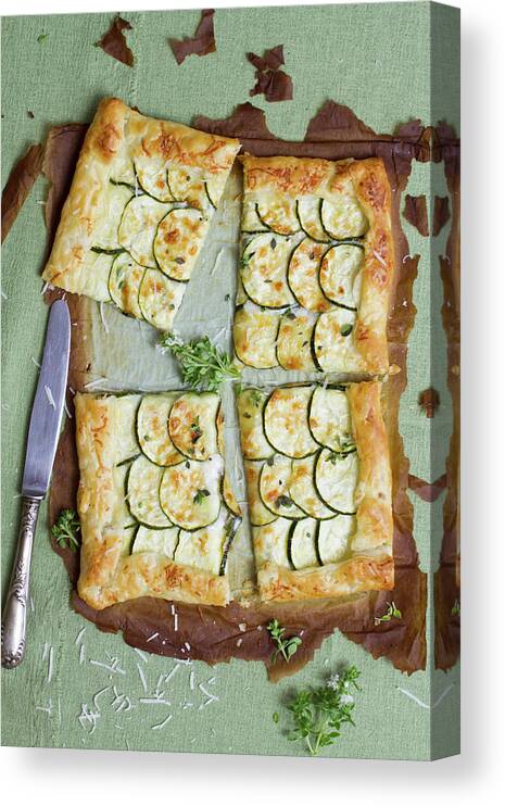 Cheese Canvas Print featuring the photograph Courgette And Cheese Tart by Török-bognár Renáta