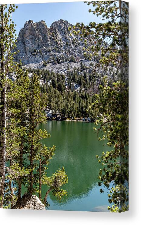 Mammoth Lakes Canvas Print featuring the photograph Crystal Lake with Crystal Crag Vertical by Kelley King