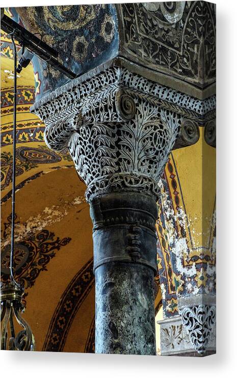 Ayasofya Canvas Print featuring the photograph Deeply undercut Corinthian columns by Steve Estvanik