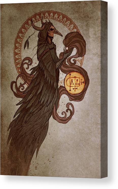 Demon Canvas Print featuring the drawing Demons of Goetia - Malphas by Cambion Art