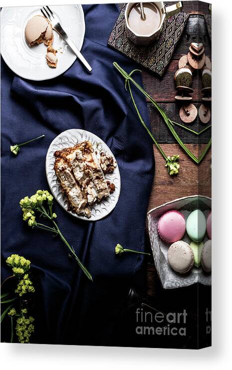 Coffee Canvas Print featuring the photograph Dessert With Coffee by Tosaphon C