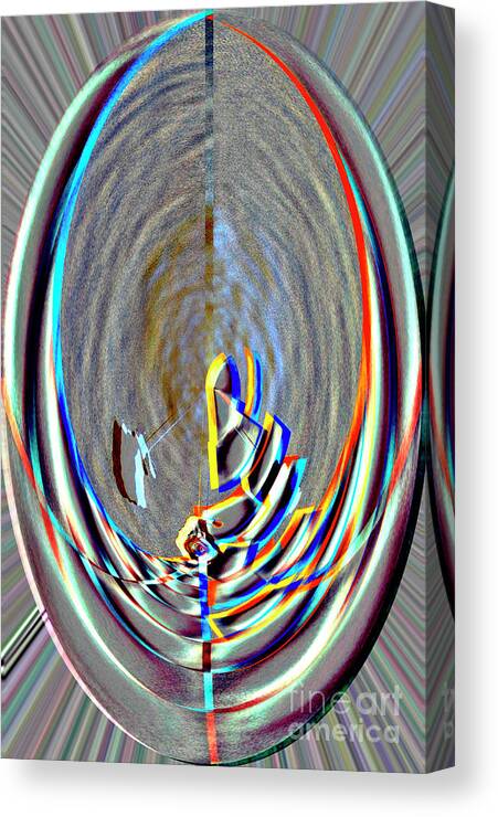 Egg Canvas Print featuring the digital art Digital II Disrupted Egg Path On Blue by James Lavott