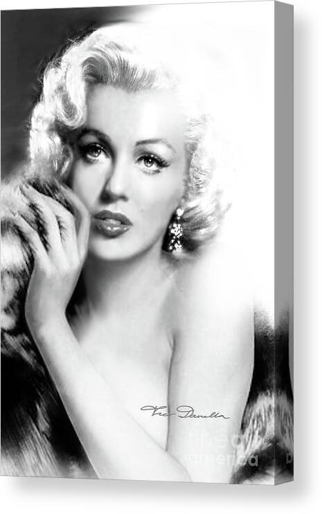 Marilyn Monroe Canvas Print featuring the painting Diva MM bw by Theo Danella