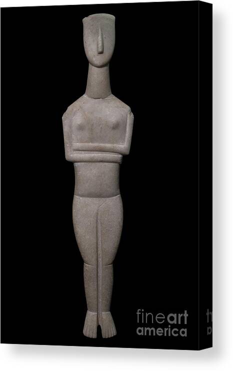 Greece Canvas Print featuring the photograph Early Cycladic Marble Figurine by David Parker/science Photo Library