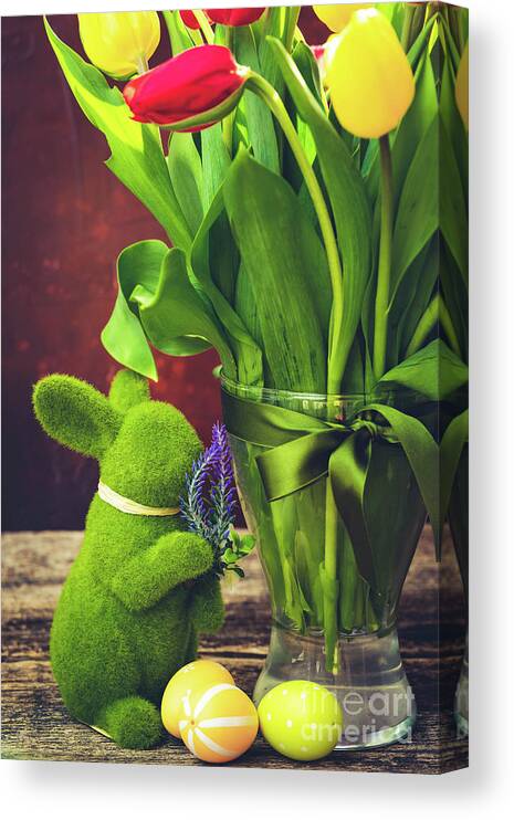 Tulips Canvas Print featuring the photograph Easter fresh tulips by Anastasy Yarmolovich