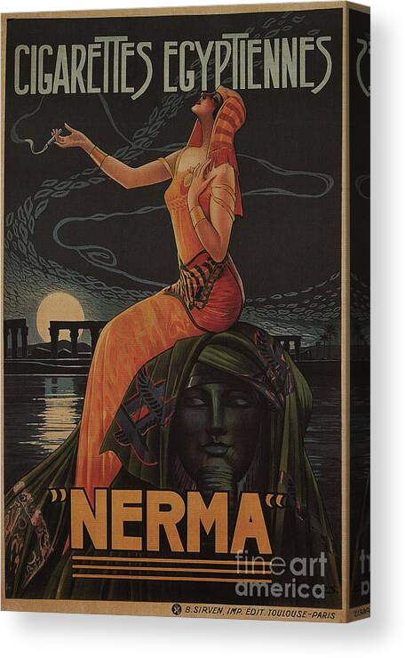 Marketing Canvas Print featuring the drawing Egyptian Cigarettes Nerma, 1924 by Heritage Images