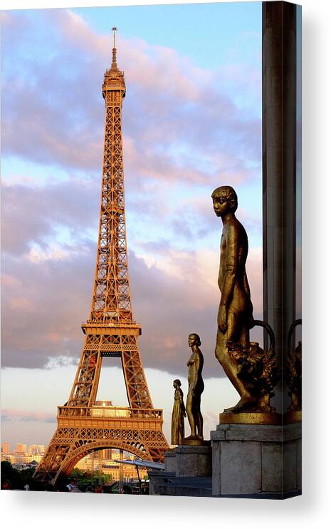 Photography Canvas Print featuring the photograph Eiffel Tower At Sunset by Jeffrey PERKINS