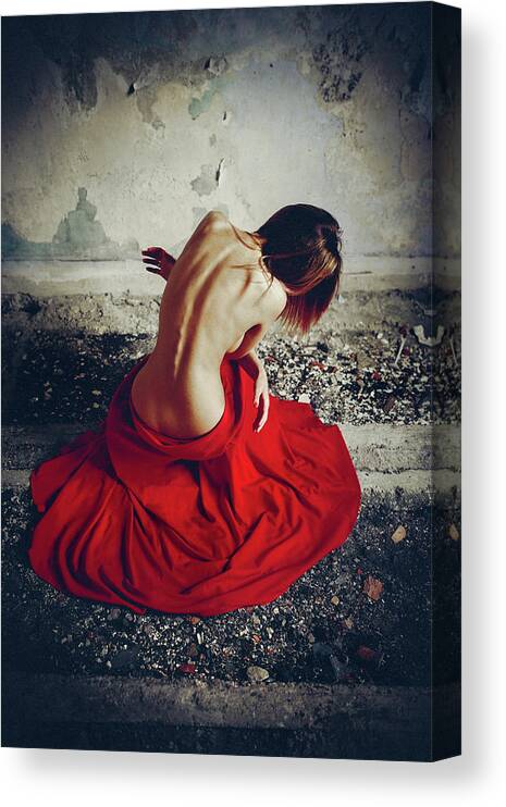 Red Canvas Print featuring the photograph Embrace Of Sorrow by Ruslan Bolgov (axe)