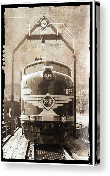 Train Canvas Print featuring the mixed media Erie Train Front by Erin Clark